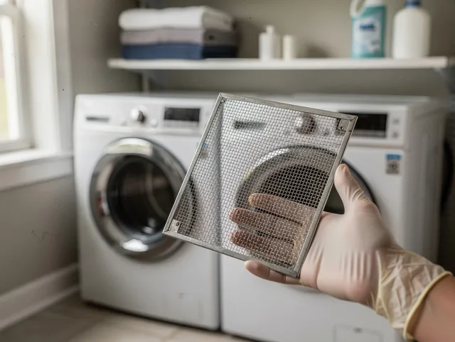 Sarasota Dryer Vent Cleaning specialist performing detailed lint trap cleaning service in Sarasota
