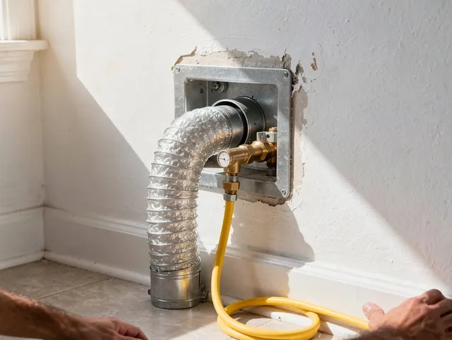 Sarasota Dryer Vent Cleaning certified technician performing specialized gas dryer vent cleaning in Sarasota